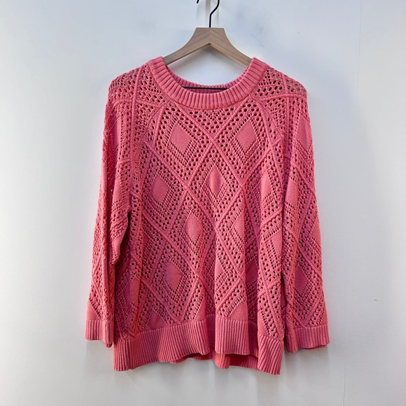 Torrid Pink Crew Neck Sweater with Intricate Knit Design - Picture 4 of 8